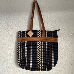 Fair Anita Ethical Woven Tote Leather Trim Laptop Bag